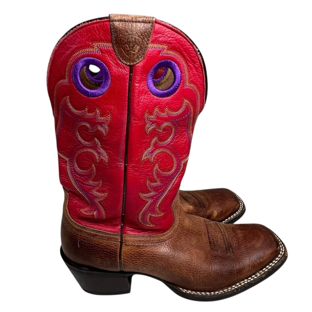 Ariat Womens Size 10B Buckaroo Western Cowboy Boots Genuine Leather Mid Calf